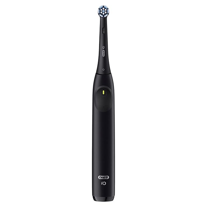 Oral-B Rechargeable Electric Toothbrush iO2 Starter Kit 3 Cleaning Modes Automatic Pressure Sensor to Protect Gums 2 Brush Heads Night Black