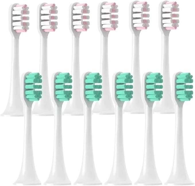 12PCS Replacement Brush HeadsCompatible for XIAOMI MIJIA T300/T500/T700 Sonic Electric Toothbrush Soft Bristle Caps(6Pink6Green)
