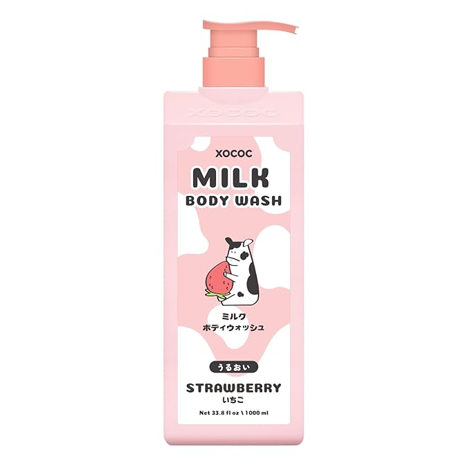 Strawberry Milk Body Wash Gentle Moisturizing Body Wash for Soft Smooth Skin Creamy Foaming Formula with Milk Protein &amp Strawberry Scent For All Skin Types 33.8 fl oz