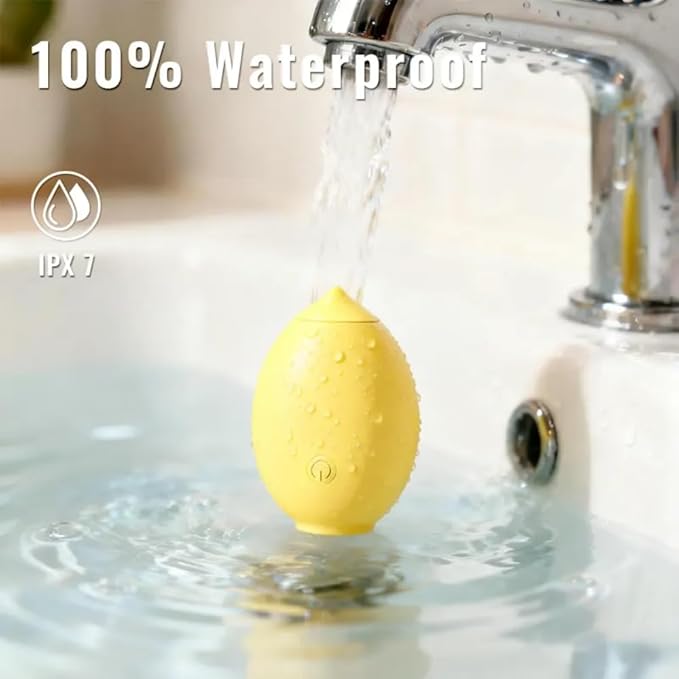 Little Lemon Shaped Handheld Massager Waterproof Silicone Relaxation Massager with 12 Intensity Modes Quiet Rechargeable Body Massager