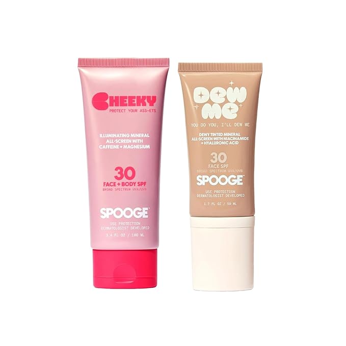 Glow SPF Duo – Dew Me Tinted Mineral SPF 30 Face Sunscreen + Cheeky Shimmer Mineral SPF 30 Body Sunscreen