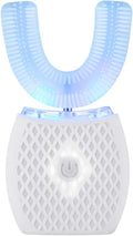 Ultrasonic Automatic Toothbrush Ultrasonic U-Shaped Toothbrushes for Adult 360° Mouth Cleaning Electric ToothBrush with Automatic Timer Wireless Charging Teethbrush Kit for Travel Or Home (White)