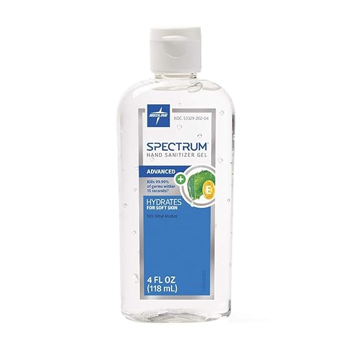 Medline Spectrum Advanced Gel Hand Sanitizer with Aloe &amp Vitamin E 4 oz - Premium Antibacterial Gel Moisturizing Formula Ideal for Hospitals &amp Nursing Homes Pack of 24