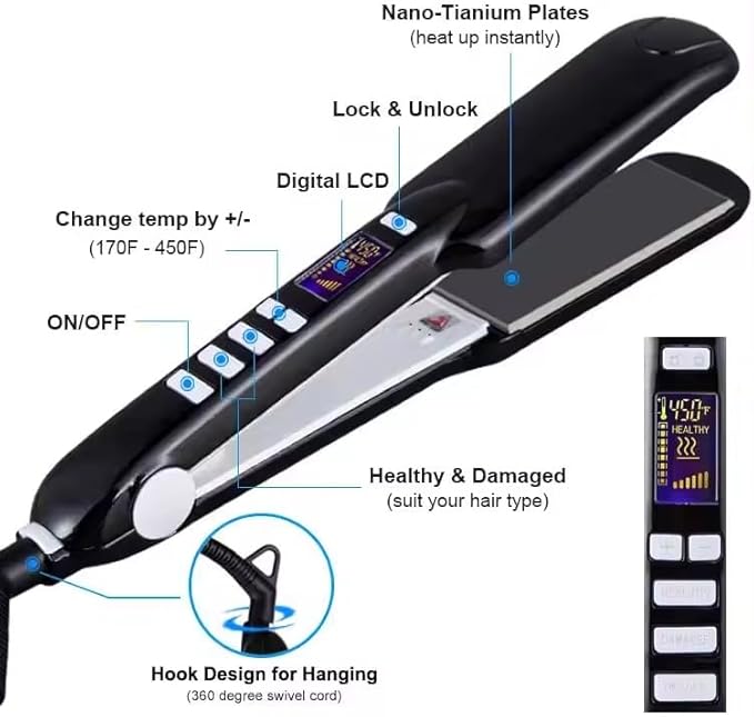 Professional Titanium Hair Straightener plancha de Pelo Keratin Treatment Flat Irons for Salon