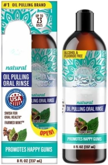 Oil Pulling with Cocomint Essential Oils &amp Vitamins D3EK2 - Natural Mouthwash - 8 fl oz