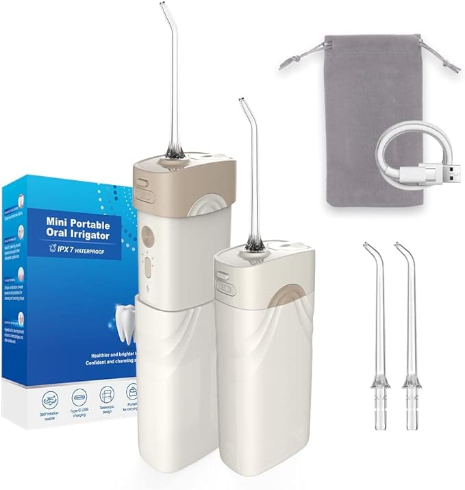 eFlosser-200ml Mini Size Portable Water Flosser Professional Cordless Oral Flosser 5 Modes (White)