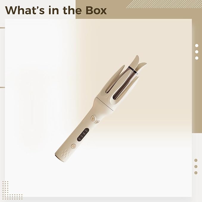 30 Cm Automatic Curling Wand 11.8 in Hair Curler with Rotating Function 4 Heat Options Safe Design Beige Ceramic for All Hair Types
