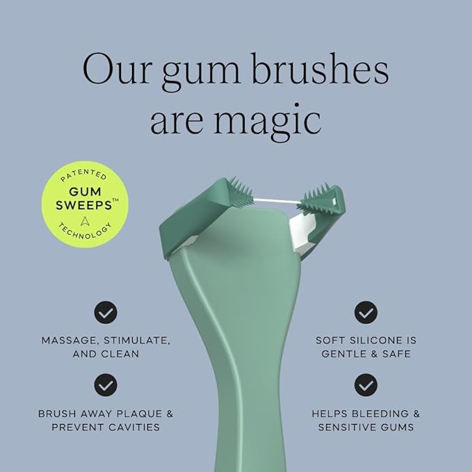 Slate Flosser Mini - Reusable Floss Pick with Gum Brush &amp Tongue Scraper Dentist-Invented PFAS/PTFE-Free Travel-Ready | Mint Nano-Hydroxyapatite (nHa) Mini Flosser 2-Pack