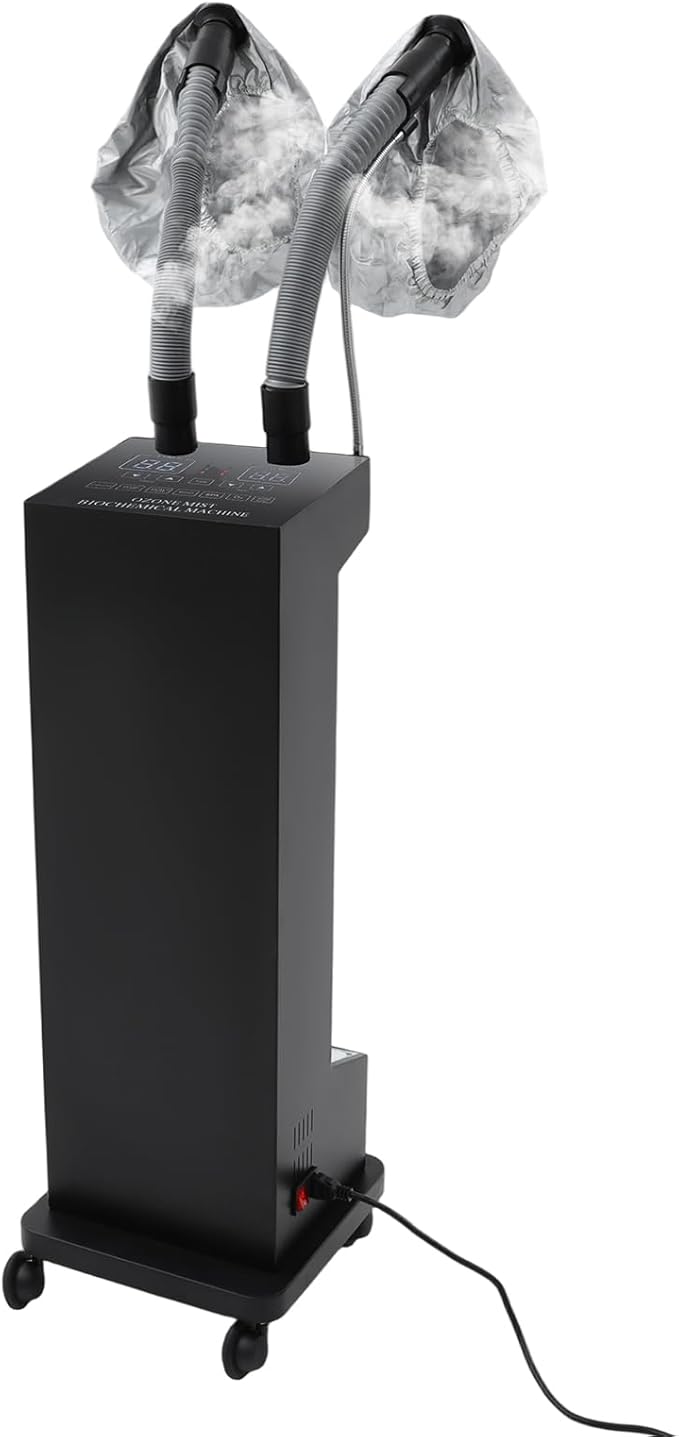 Hair Steamer Nano Hair Steamer Dual Tube - Professional Hooded Hair Dryer for Salon &amp Home Use Hair Care Steam Conditioning Suitable for All Hair Types (Black)