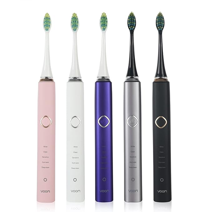 Voom Sonic Pro 7 Series Rechargeable Electronic Toothbrush Advanced Oral Care Technology 2-Minute Timer w/Quadrant Pacing 5 Adjustable Speeds Magnetic Levitation 100% Waterproof Black (VM-20946)