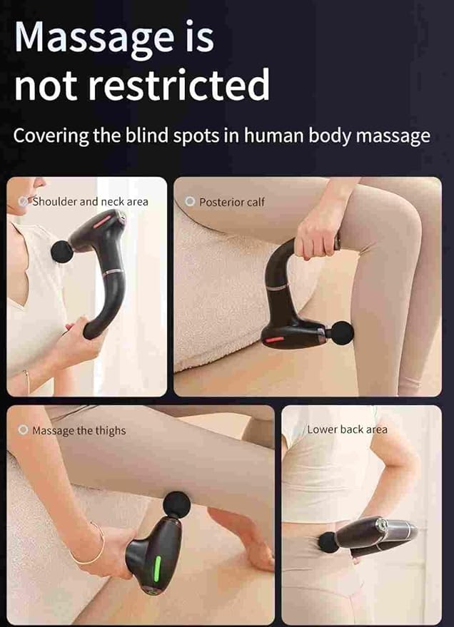 3-in-1 Massage Gun with Upgraded Extension HandleBack Massager for Pain Relief Portable Percussion Muscle Massager for Shoulder Thigh Waist &amp Neck Shoulders Waist Arm Legs Foot 4 Replaceable