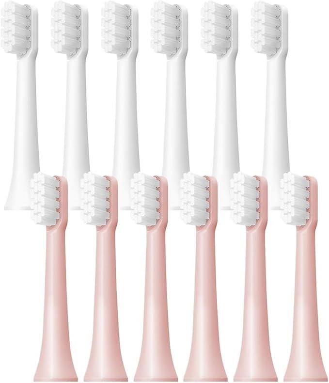 6/12Pcs Replacement Brush Heads Compatible for Mes603 Electric Toothbrush Vacuum Soft Bristle Suitable Nozzles(T100-WH-6PCS)