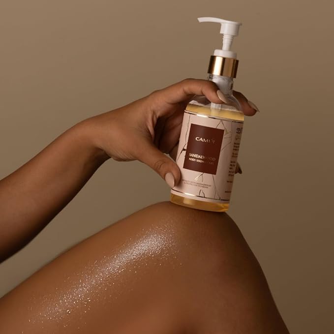 CAM_IA Sandalwood Body Shower Gel | A Luxurious Blend of Sandalwood Oil Glycerine &amp Vitamin E That Soothes Hydrates and Restores Skin with its Gentle Calming Lather | 250 ML
