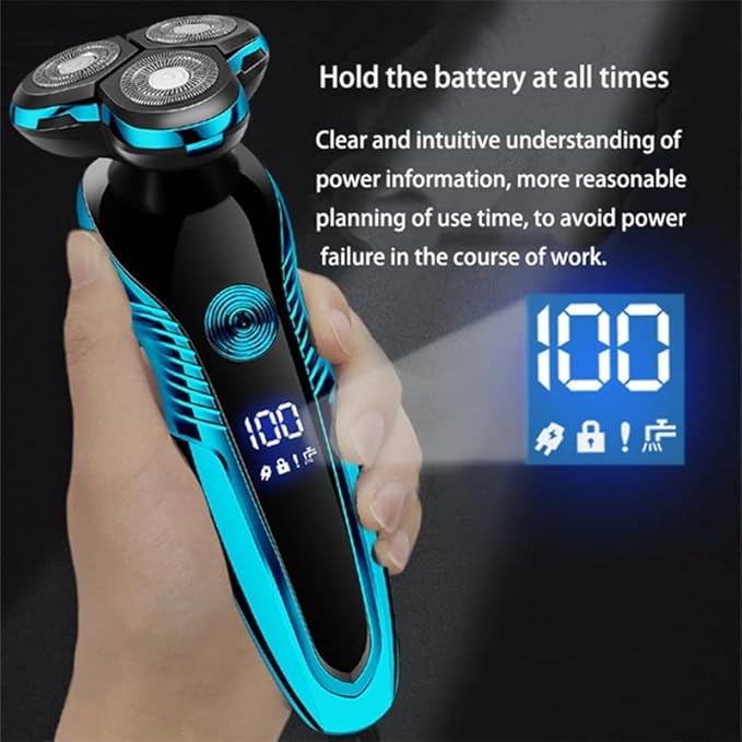 Head Shavers for Bald Men Electric Shaver Washable Rechargeable Electric Razor Shaving Machine for Men Beard Trimmer Wet-Dry Dual Use (Color : ZN3015-Blue 04)