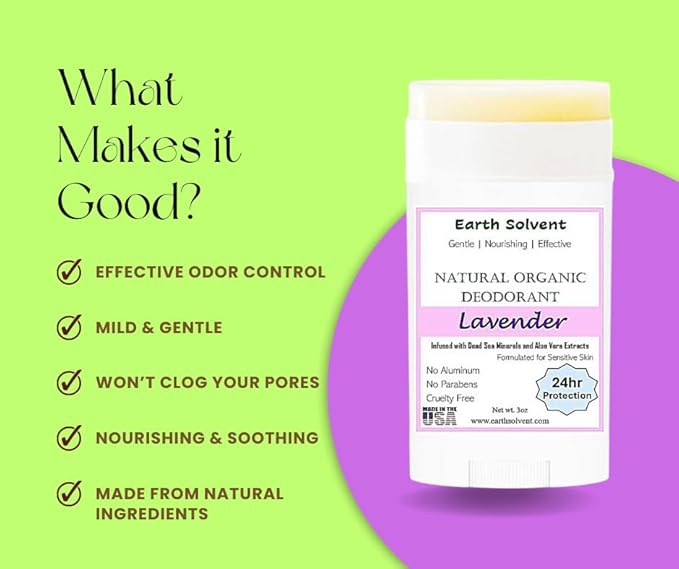 Magnesium Deodorant Vegan Natural Organic Dead Sea Minerals &amp Aloe Vera For Sensitive Skin 24hr Protection Aluminum Free Paraben Free Baking Soda Free Cruelty Free - For Men &amp Women (Lavend