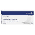 Dynarex DynaCare Organic Maxi Pads - Ultra-Thin with Wings - Organic Cotton Top Sheet Breathable Materials - Up to 8 Hours Protection - Individual Aluminum Wrappers - Case of 250