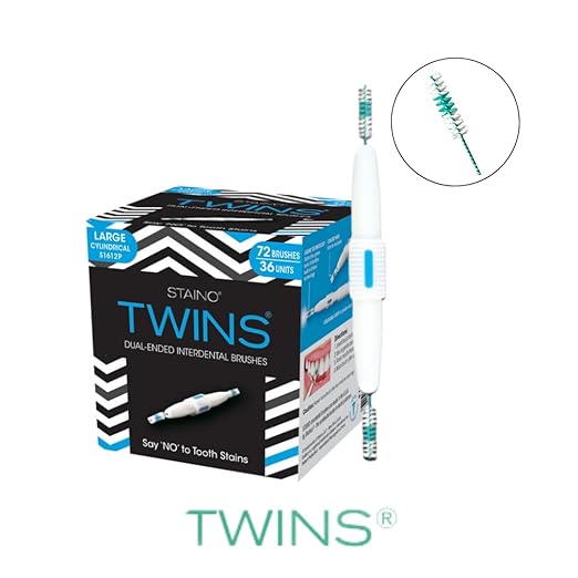 Staino Twins Interdental Brush Dual-Ended Travel Brush Large Cylindrical Brush 36 2-Brush Units - Total 72 Brushes