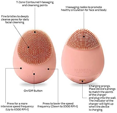 Sonic Facial Cleansing Brush Waterproof Electric Face Cleansing Brush Device for Deep Cleaning|Gentle Exfoliating|MassagingRechargeableYasmeen Skincare Co.