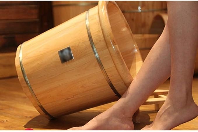 Foot Tub Wooden Foot Basin Foot Washing Bucket Wooden Foot Tub Foot Bath Basin 30cm High Footbath Sauna Foot Bath Barrel Household Foot Soaking Barrel Pain Fatigue Relief Foot Washing Barrel (Co