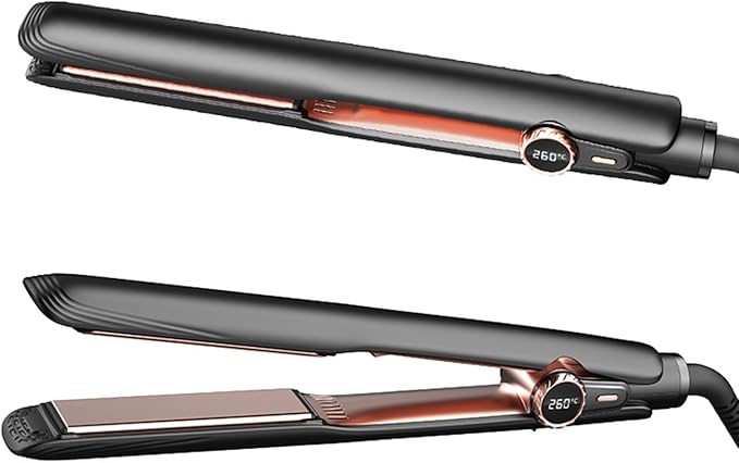 Professional Hair Straightener 260°F High Temperature Ceramic Coating Temperature Control Integrated Beauty Power Generation Suitable for All Hair Types Black (Black)