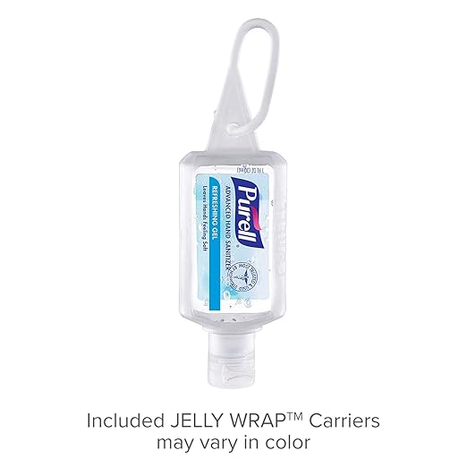 Purell Advanced Hand Sanitizer Refreshing Gel Clean Scent 1 fl oz Travel Size Flip Cap Bottle with Jelly Wrap Carrier (Pack of 36) - 3900-36-WRP