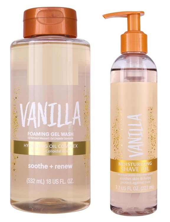 T. Hut Vanilla Foaming Gel Wash 18 oz Moisturizing Bare Shave Oil 7.7 fl oz
