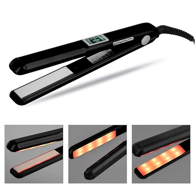 New Ultrasonic Infrared Hair Straightener Care Flat Iron Recovers The Damaged Hair LCD Display Hair Treatment Styler Cold Iron Straightener Black
