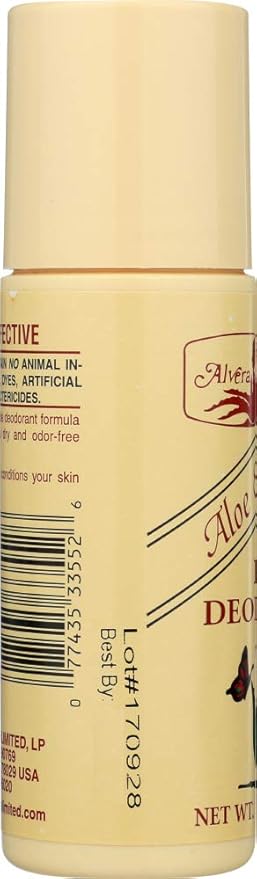 Alvera Roll-on Deodorant Aloe Based &amp Almonds - 3 fl. oz (89 ml) (Pack of 6)