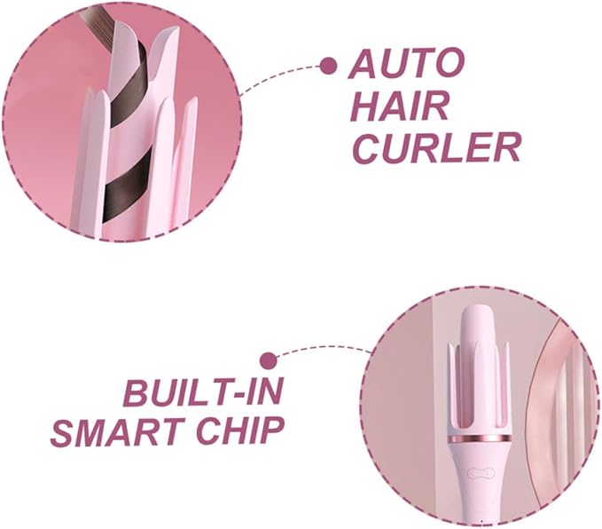 Handheld Automatic Hair Curler Temperature Fast Heating for Effortless Curls for Dry and Wet Hair Compact for Travel and Home Use
