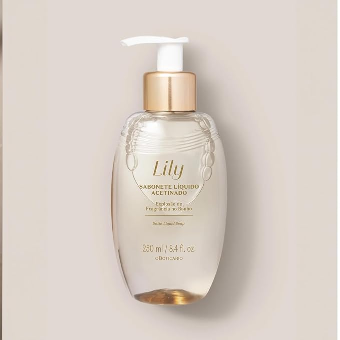 O Boticário Lily Satin Body Wash Sophisticated Bath &amp Shower Gel Soap for Luxurious Soft Skin Lily Fragrance Scented 8.4 Ounce (250ml)