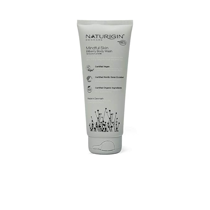 Naturigin Mindful Skin Body Wash - Organic Bath Body Wash for Women Men - Body Care with Certified Organic Aloe Vera Oat and Bilberry