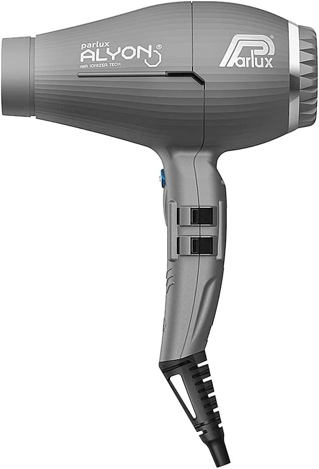 Parlux Alyon Matte Graphite Hair Dryer with Miracle Large Detangling Brush Mint Green – Ionic and Ceramic Blow Dryer and Dual Bristle Brush for Fast Drying Frizz Control and Shine