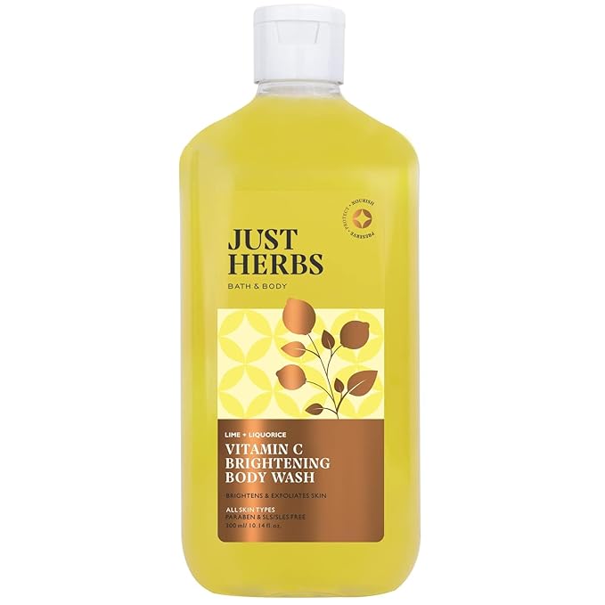 Vitamin C Brightening Body Wash with Lime and Liquorice for Men &amp Women | Hydrates Skin Reduces Hyperpigmentation &amp Maintains pH Level | Suits All Skin Types- 300 ml