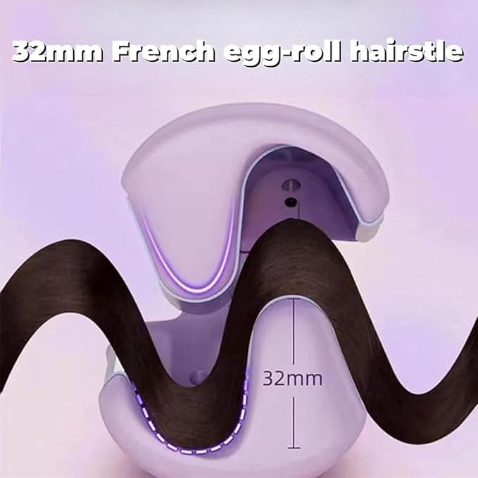 Curluxe Iron - Curluxe French Curls Iron 15-Second Heat-Up French Wave Irons 4 Adjustable Temp Hair Waver Ceramic &amp Ionic Frizz-Free Curling Wand for All Hairs Types (Purple)