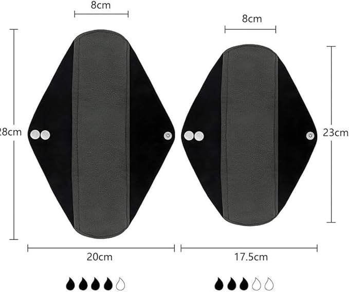 Reusable Bamboo Sanitary Towels Pads TopDirect 8 Pack Medium &amp Large (9.06 &amp 11.02) Heavy Flow Night Pads Washable Cloth Menstrual Pad with Wet Bag for Women