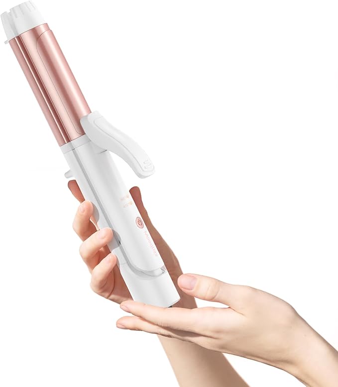 Dual Voltage Curling Iron Mini Travel Size Curling Iron for European 1 1/4 Inch Ceramic Plates Hair Straightener with Adjustable Temperature European Plug Included