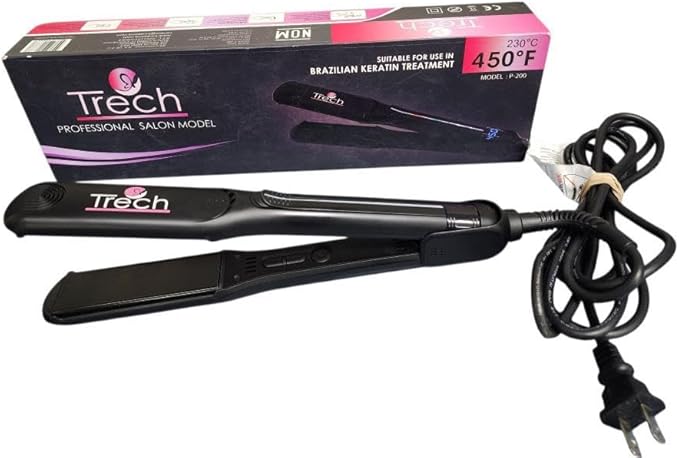 Trech Professional Hair Straightener Salon Model JP-200 Brazilian Keratin Treatment Compatible 230°C/450°F Temperature Black