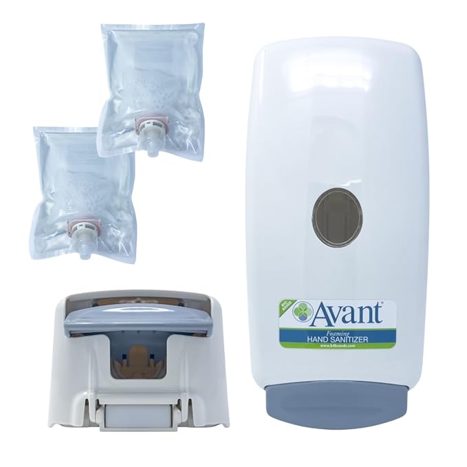 Avant Foaming Hand Sanitizer Fragrance-Free 1000 mL Pouches 2-Pack with Bonus Manual Dispenser