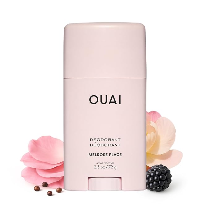 OUAI Aluminum Free Deodorant - Women's Deodorant with 24-Hour Odor Control &amp Invisible Application - Enriched with Notes of Rose Berry Lychee &amp Pink Peppercorn - Melrose Place (2.5 oz)