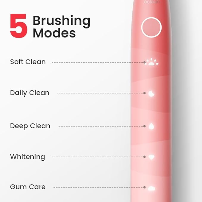 Oclean Electric Toothbrush for Adults 150 Days Battery Life Electric Toothbrush USB Rechargeable Sonic Travel Toothbrush with 6 Brush Heads &amp Travel Case 5 Modes and Smart Timer