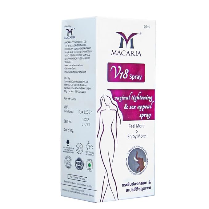 MACARIA Vaginal Pussy Yoni Instant Tightening Shrink Virgin Again Spray for Women Intimate Parts