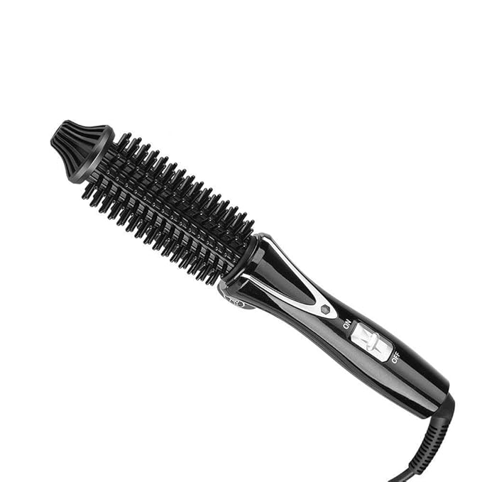 Travel Hair Curling Iron Brush 1 inch Anti-scald Heated Curling Wands Round Hair Styler Curler Brush Curling Iron Brush Ionic Hot Curler Brush for Curling Dual Voltage (Black)