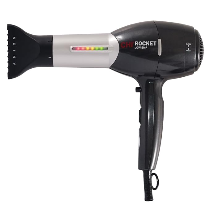 CHI Rocket Hair Dryer &amp Spin N Curl Ceramic Rotating Curler Ruby Red. Ideal for Shoulder-Length Hair Between 6-16” inches.