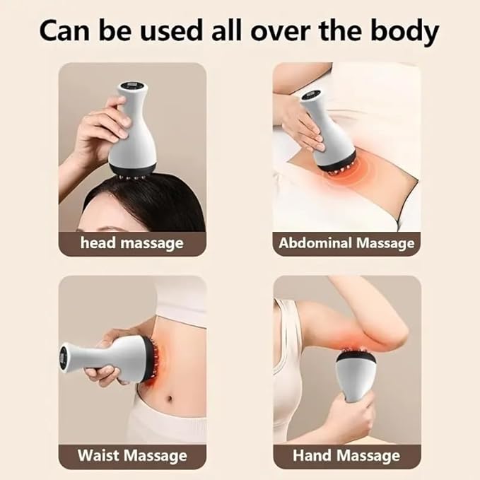 Electric Massage Brush Meridian Brush Portable Home Massager Vibration Heat Intelligent Brush Leg Shoulder Neck Back Abdominal Massager Body USB Rechargeable Tool Mother's Day Gift
