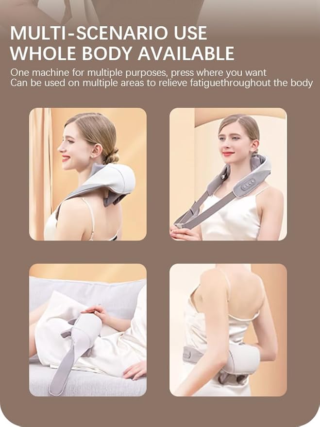 Cervical and Shoulder Massager 3-Level Force Adjustment Equipped with Trapezius Muscle Kneading and Heat Therapy Function Portable Design Ideal Gift for Parents