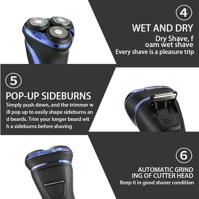 Electric Shavers for Men Electric Shaver Professional Razor Waterproof Beard Trimmer Rotary 3D Floating Shaving Rechargeable Electric for Men