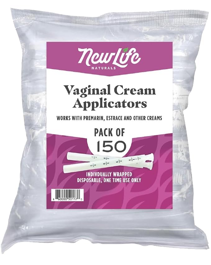 NewLife Naturals Disposable Plastic Vaginal Cream Applicators Hygienic Threaded Injector Applicator Preseed Estrace Premarin OTC Cream Products Dosage Markings- 150 Pack