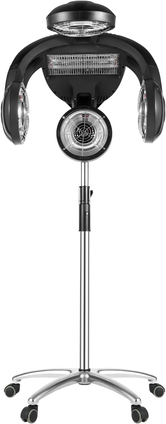 1400w Standing Hair Dryer Salon Professional Infrared Lamp Hair Hood Dryer Hair Dryer with Smooth Wheels Hair Color Processor Hair Hood Dryer Processor Temp Perm Color Heater or Home Use Hair Salons