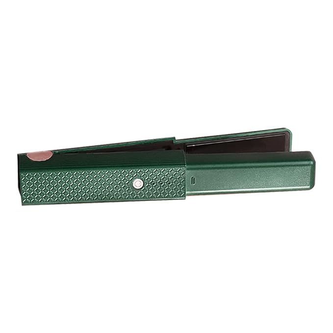 Cordless Hair Straightening and Curling Flat Iron Quick Heating Tourmaline Ceramic Hair Straightener Curler 2 in 1 Portable Styling Tool 18W(Green)