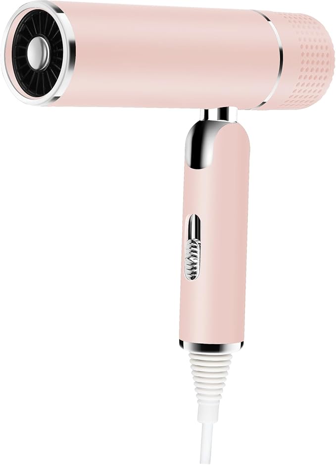 Foldable Hair Dryer with Diffuser 1600W Ionic Professional Blow Dryer with Intelligent Constant Temperature for Women Lightweight and Low Noise Portable Hairdryer for Travel